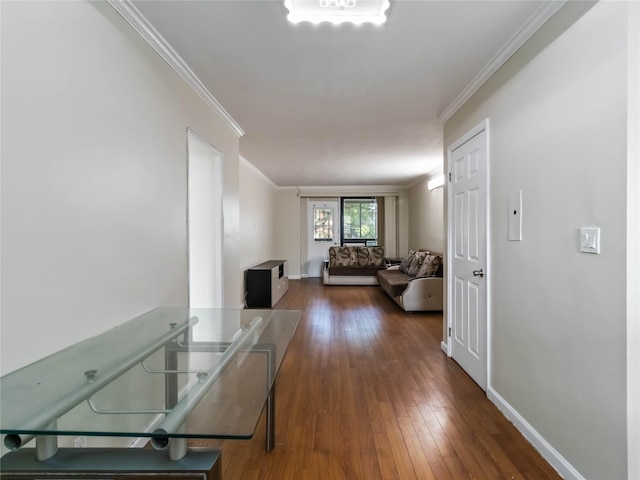 61-25 98th St Unit 2H, Rego Park, NY 11374 - hall with dark wood-style flooring and crown molding