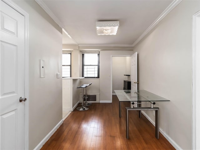 61-25 98th St Unit 2H, Rego Park, NY 11374 - home office with hardwood / wood-style flooring and crown molding