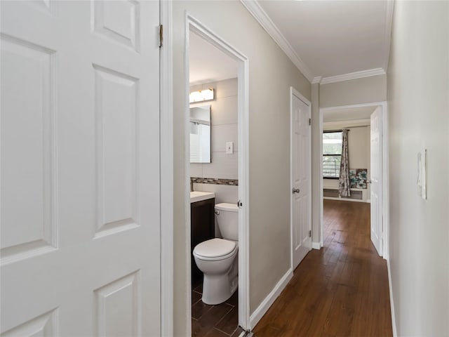 61-25 98th St Unit 2H, Rego Park, NY 11374 - bathroom featuring wood finished floors, ornamental molding, and vanity