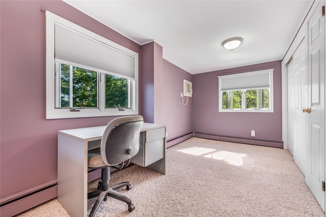 99 Stone Ln, Levittown, NY 11756 - office featuring a baseboard radiator and carpet