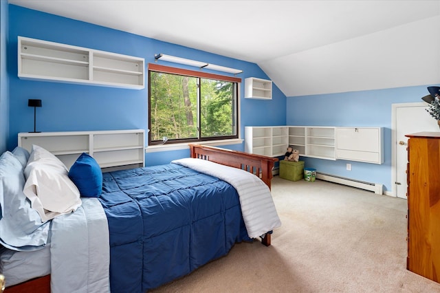 35 David Rd, Somers, NY 10589 - carpeted bedroom featuring baseboard heating, lofted ceiling, and a baseboard heating unit