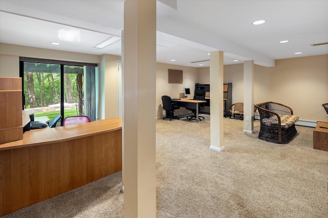 35 David Rd, Somers, NY 10589 - office with carpet, baseboard heating, and recessed lighting