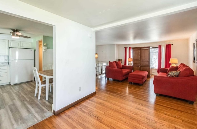 12 Dwyer Ln, Wappingers Falls, NY 12590 - living room featuring light wood-style flooring and a ceiling fan