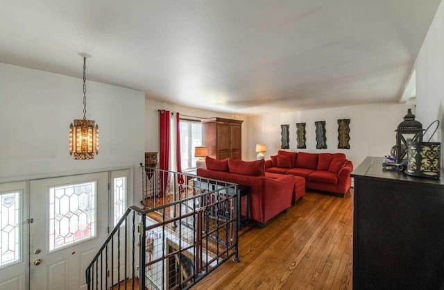 12 Dwyer Ln, Wappingers Falls, NY 12590 - living room featuring a chandelier and wood-type flooring
