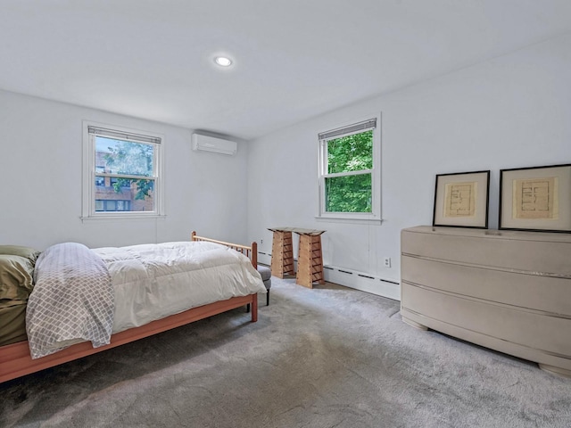 20 Fairmount Blvd, Garden City, NY 11530 - carpeted bedroom with a wall unit AC, recessed lighting, and a baseboard heating unit