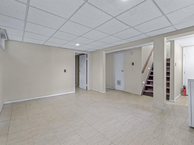 20 Fairmount Blvd, Garden City, NY 11530 - finished basement featuring stairs, a paneled ceiling, and recessed lighting