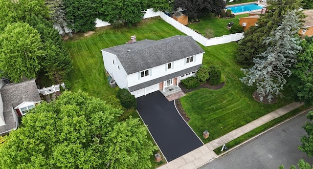 61 Sherwood Ct, Huntington, NY 11743 - view from above of property with a pool