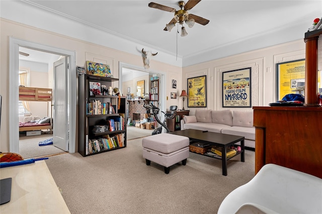 4204 64th St, Woodside, NY 11377 - living room with ceiling fan and carpet