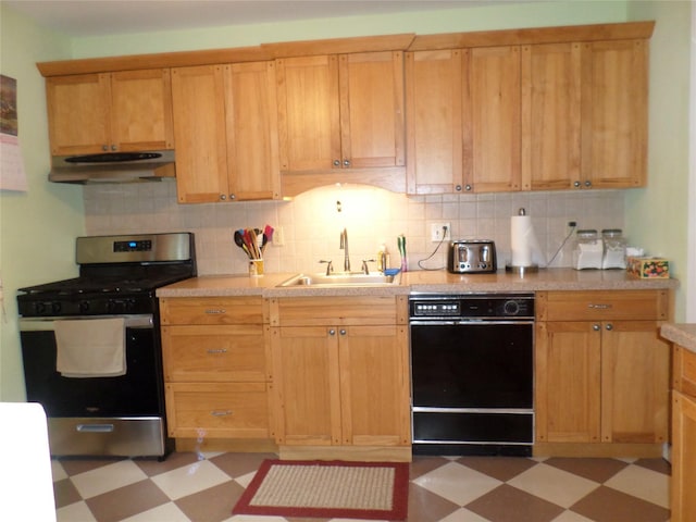 6 Kingsville Dr, Monroe, NY 10950 - kitchen featuring stainless steel gas range oven, dishwasher, light flooring, under cabinet range hood, and tasteful backsplash