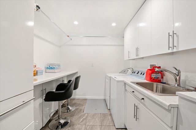 740 Eagle Dr, North Woodmere, NY 11581 - washroom with cabinet space, separate washer and dryer, and recessed lighting