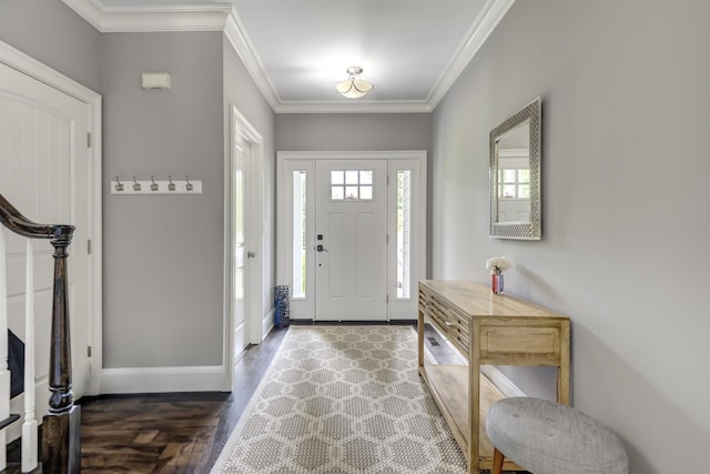 28 Weir Ln, Locust Valley, NY 11560 - entryway featuring wood finished floors and crown molding