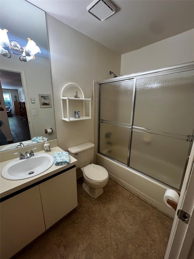 60 Revere Dr, Sayville, NY 11782 - full bathroom featuring bath / shower combo with glass door, vanity, and a chandelier