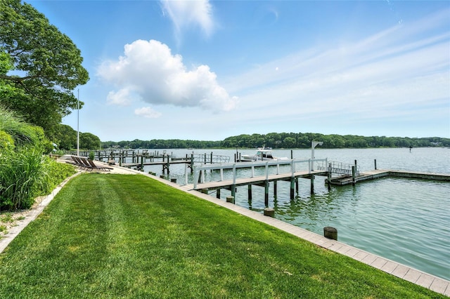 2005 Westview Dr, Mattituck, NY 11952 - dock area featuring a yard and a water view