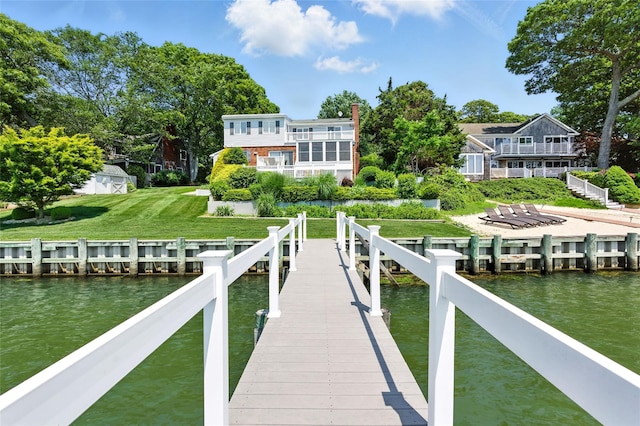 2005 Westview Dr, Mattituck, NY 11952 - dock with a water view and a yard