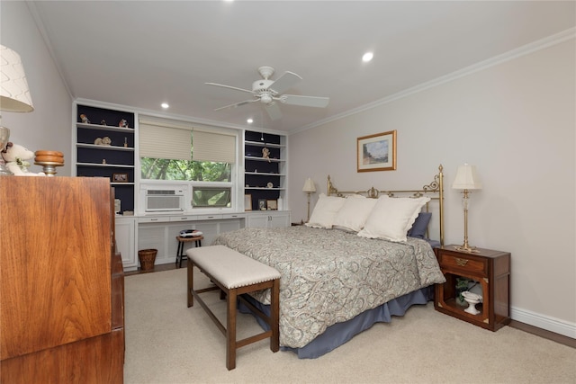 18 Channing Pl Unit 2R, Eastchester, NY 10709 - bedroom featuring ornamental molding, cooling unit, recessed lighting, and ceiling fan