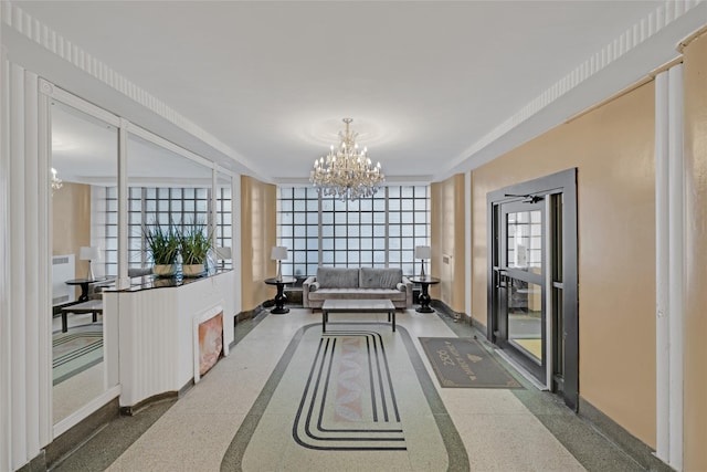 2506 Davidson Ave Unit 3C, Bronx, NY 10468 - living area featuring baseboards and a chandelier