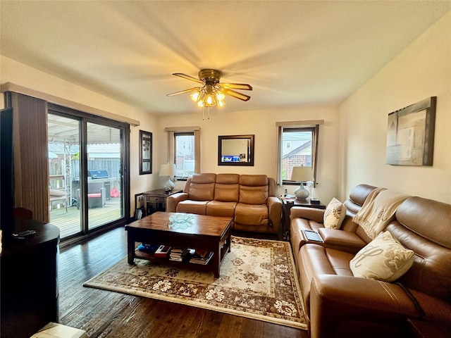 163-49 16th Ave, Whitestone, NY 11357 - living area featuring ceiling fan, plenty of natural light, and wood finished floors