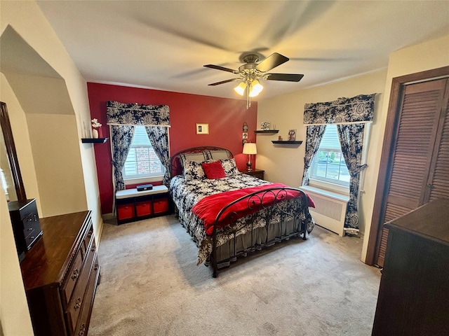 163-49 16th Ave, Whitestone, NY 11357 - carpeted bedroom with a ceiling fan and radiator