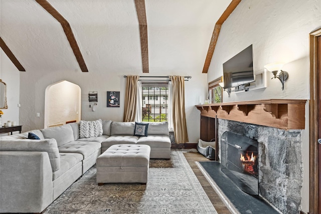 100 Norman Rd, New Rochelle, NY 10804 - living area with a premium fireplace and arched walkways