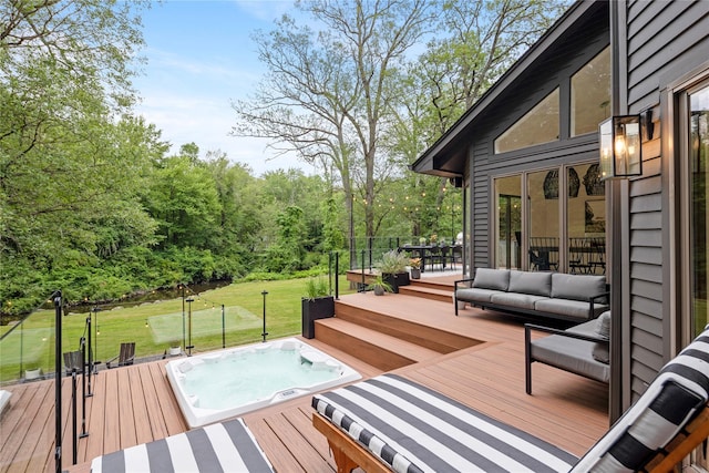 12 Zeck Ct, Suffern, NY 10901 - wooden deck featuring outdoor lounge area and a yard