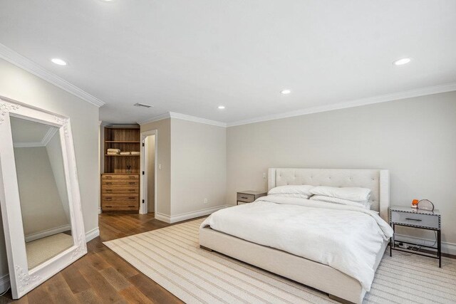 10 Pond View Ct Unit 10, Jericho, NY 11753 - bedroom featuring wood finished floors, recessed lighting, and ornamental molding