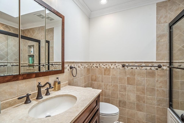 10 Pond View Ct Unit 10, Jericho, NY 11753 - full bathroom with tile walls, vanity, and crown molding