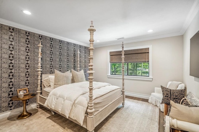 10 Pond View Ct Unit 10, Jericho, NY 11753 - bedroom with crown molding, recessed lighting, and wood finished floors