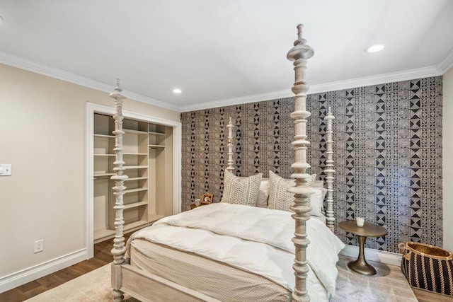 10 Pond View Ct Unit 10, Jericho, NY 11753 - bedroom featuring crown molding, wood finished floors, and recessed lighting