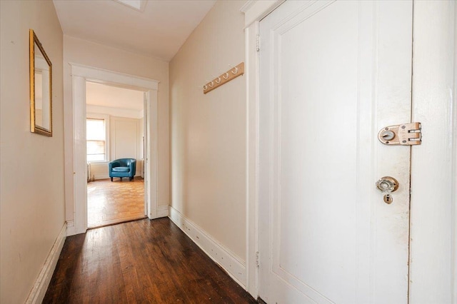 2312 Morgan Ave, Bronx, NY 10469 - hall featuring dark wood-style flooring and baseboards