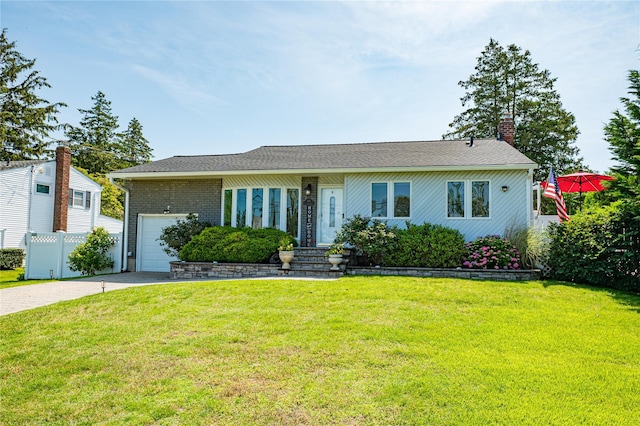 105 Graywood Ct, West Islip, NY 11795 - view of front of home with an attached garage, driveway, and a chimney
