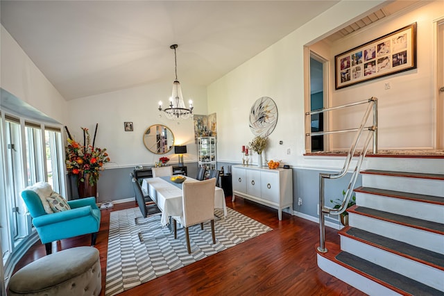 105 Graywood Ct, West Islip, NY 11795 - dining room with a chandelier, wood finished floors, and stairway