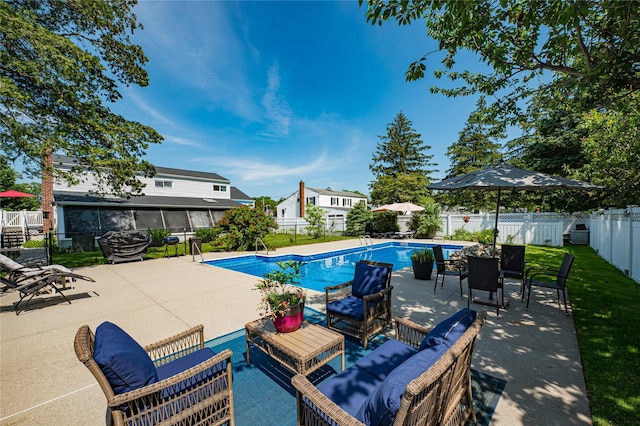 105 Graywood Ct, West Islip, NY 11795 - view of swimming pool with a fenced backyard, a patio area, and outdoor lounge area
