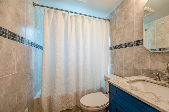 163 W 24th St, Deer Park, NY 11729 - bathroom with tile walls, shower / bath combination with curtain, and vanity