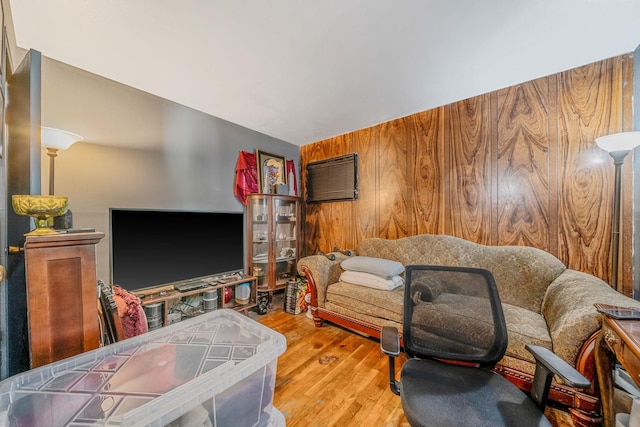 35 13th St, Bohemia, NY 11716 - living area with wood walls and wood finished floors