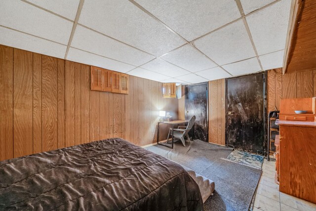 35 13th St, Bohemia, NY 11716 - bedroom with wood walls and a paneled ceiling
