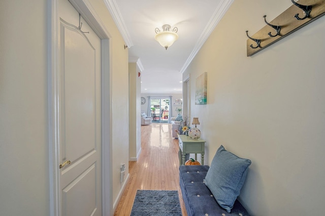 903 Constance Ln, Port Jefferson Station, NY 11776 - hallway with ornamental molding and light wood-style floors