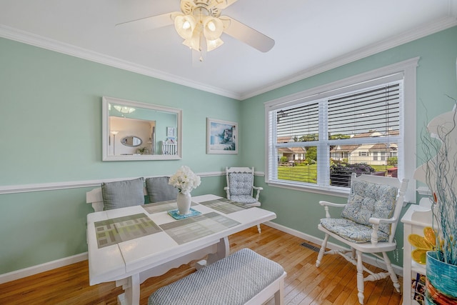 903 Constance Ln, Port Jefferson Station, NY 11776 - office space featuring ornamental molding, wood-type flooring, and ceiling fan