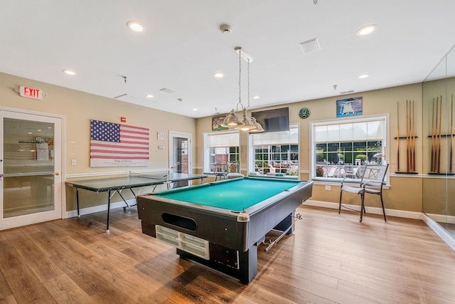 903 Constance Ln, Port Jefferson Station, NY 11776 - game room with billiards table, plenty of natural light, recessed lighting, and wood finished floors