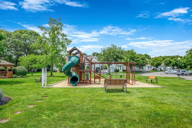 903 Constance Ln, Port Jefferson Station, NY 11776 - community jungle gym featuring a gazebo and a yard