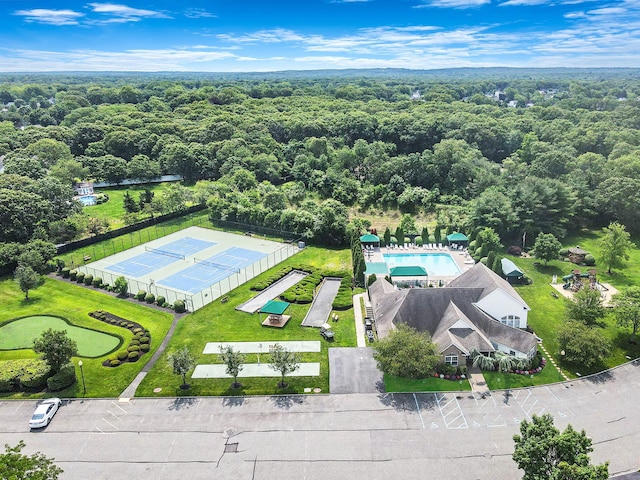 903 Constance Ln, Port Jefferson Station, NY 11776 - bird's eye view of a pool and a forest
