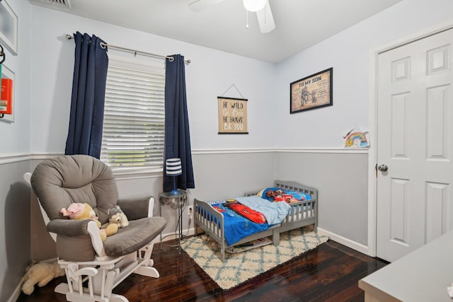 13 Sunset Dr, Centereach, NY 11720 - bedroom featuring wood-type flooring and ceiling fan