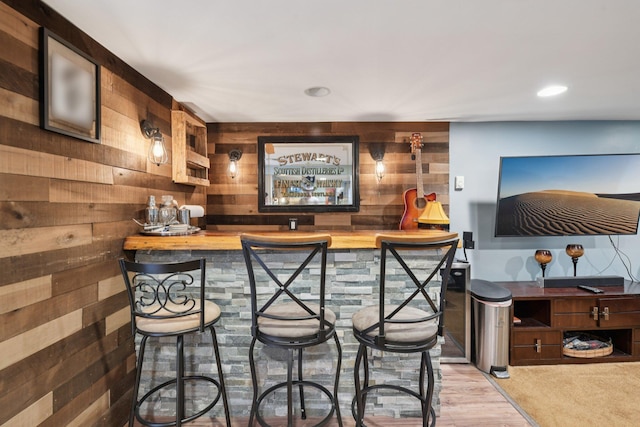 13 Sunset Dr, Centereach, NY 11720 - indoor bar featuring wooden walls and recessed lighting