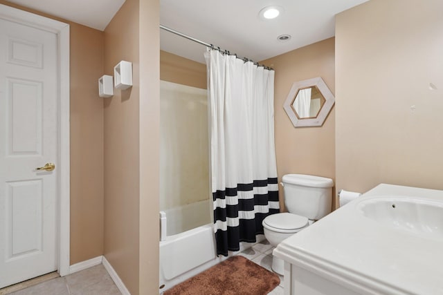 13 Sunset Dr, Centereach, NY 11720 - full bath with tile patterned floors, shower / tub combo with curtain, and vanity