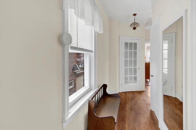 49 Boone St, Yonkers, NY 10704 - doorway to outside featuring wood finished floors and crown molding