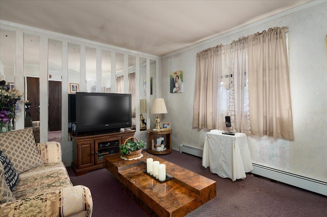30 Nims Ave, West Babylon, NY 11704 - living room with a baseboard heating unit and carpet