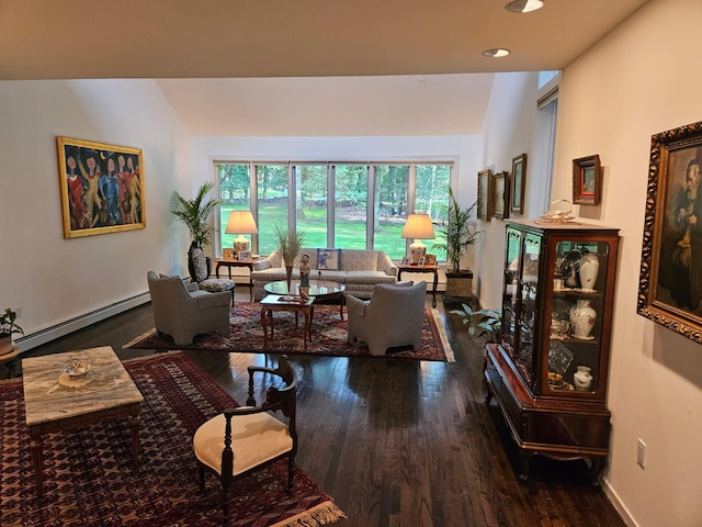 5 Sophia St, Monsey, NY 10952 - living room featuring baseboard heating, wood finished floors, and recessed lighting