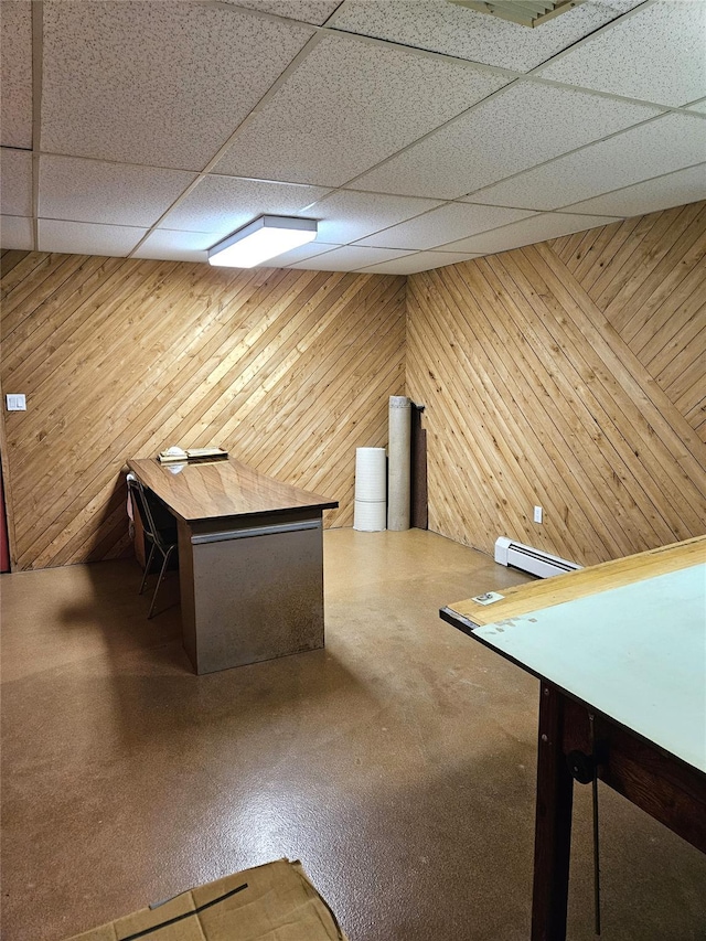 5 Sophia St, Monsey, NY 10952 - bar with a paneled ceiling, a baseboard heating unit, and wood walls