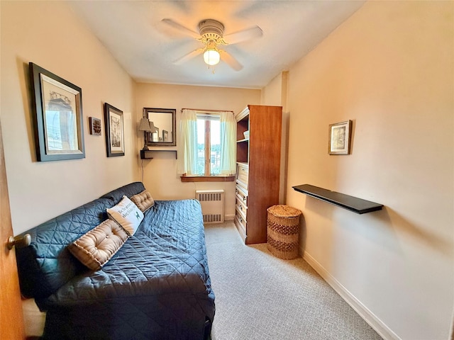 59-47 69th Ln Unit A, Maspeth, NY 11378 - carpeted bedroom featuring radiator and ceiling fan