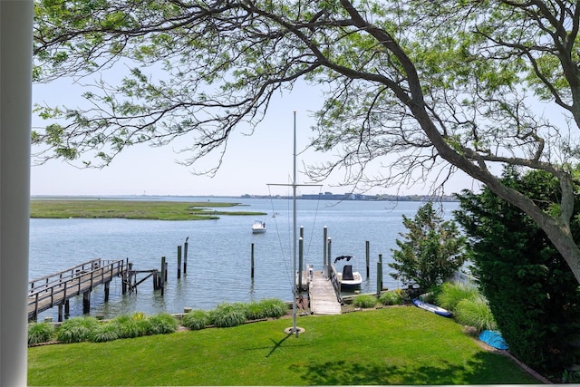 248 Delaware Ave, Island Park, NY 11558 - dock area with a water view and a yard