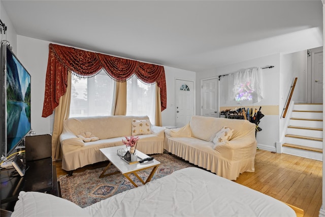 8 Valley View Ter, Suffern, NY 10901 - living room with wood-type flooring and stairway